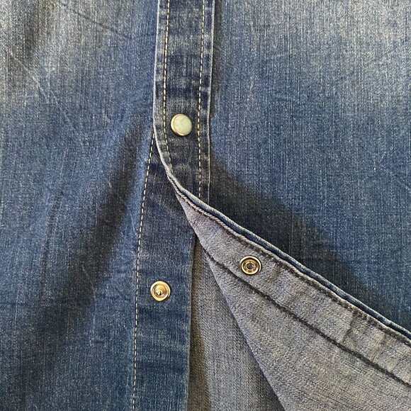 Replay Blue Jeans Denim Shirt with Turquoise Buttons - Picture 10 of 10